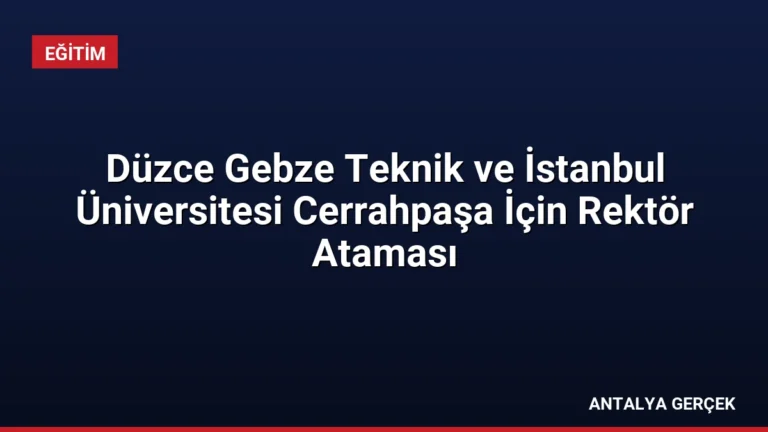Düzce Gebze Teknik ve İstanbul Üniversitesi Cerrahpaşa İçin Rektör Ataması