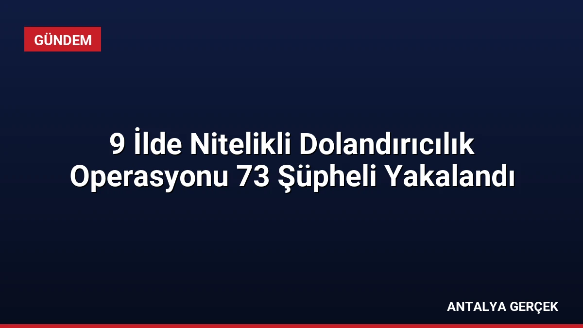 9 İlde Nitelikli Dolandırıcılık Operasyonu 73 Şüpheli Yakalandı