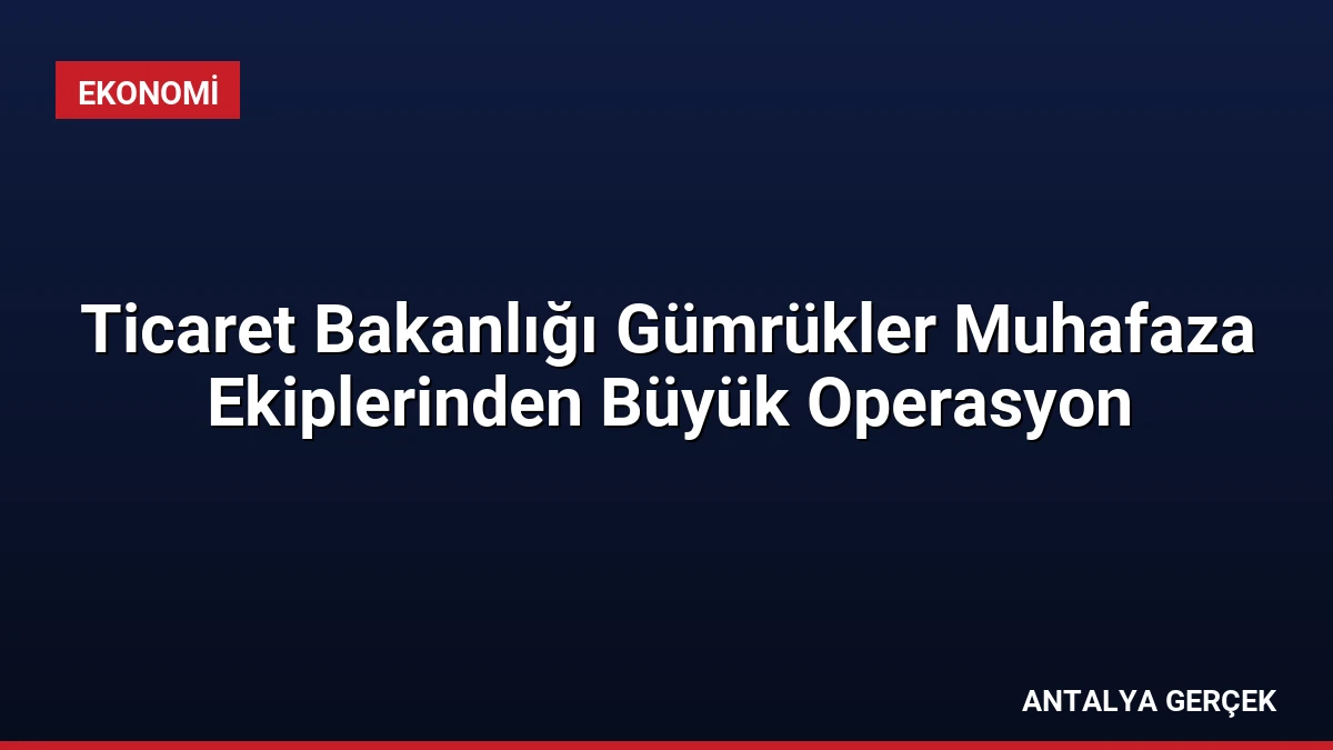 Ticaret Bakanlığı Gümrükler Muhafaza Ekiplerinden Büyük Operasyon