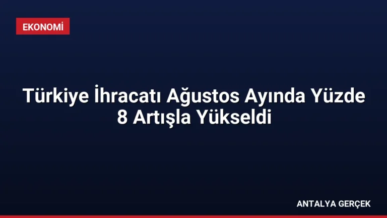 Türkiye İhracatı Ağustos Ayında Yüzde 8 Artışla Yükseldi