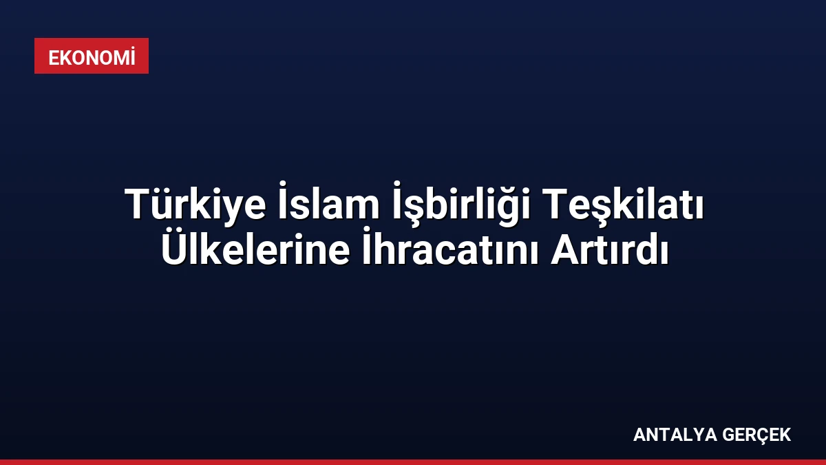 Türkiye İslam İşbirliği Teşkilatı Ülkelerine İhracatını Artırdı
