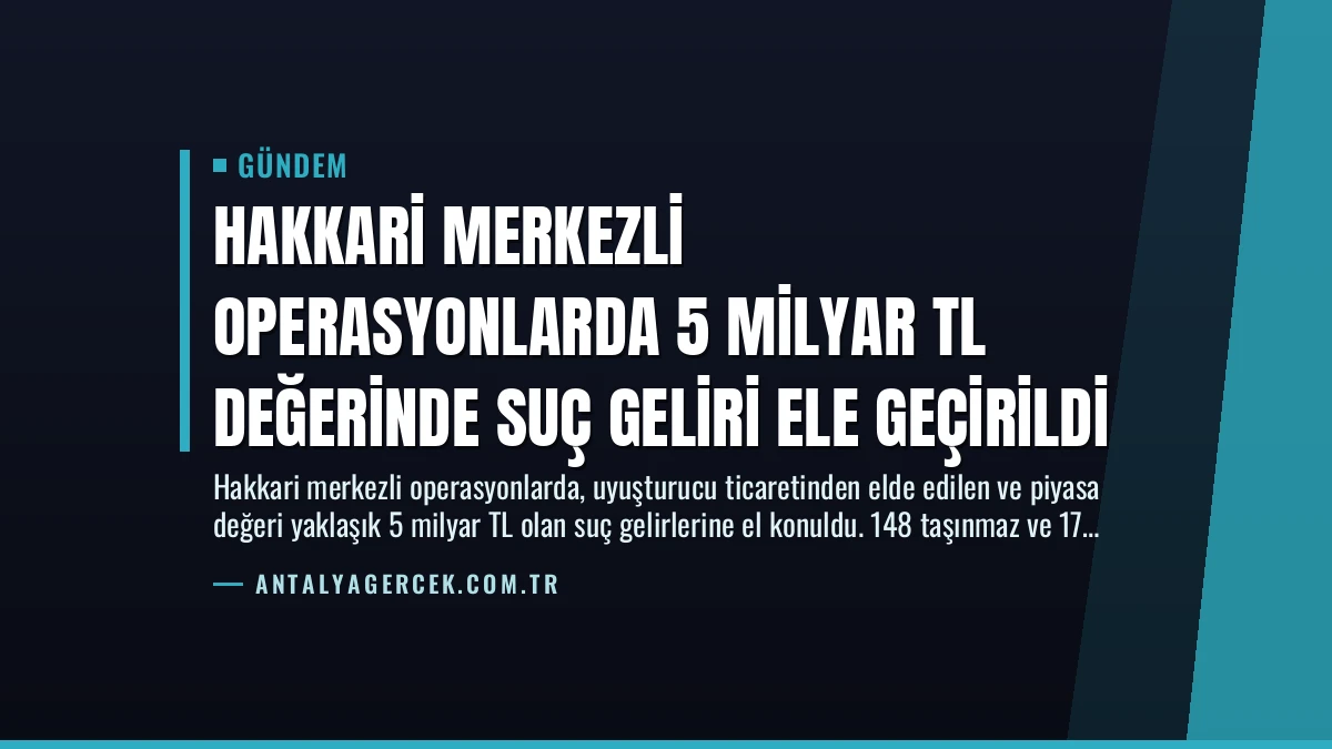 Hakkari Merkezli Operasyonlarda 5 Milyar TL Değerinde Suç Geliri Ele Geçirildi